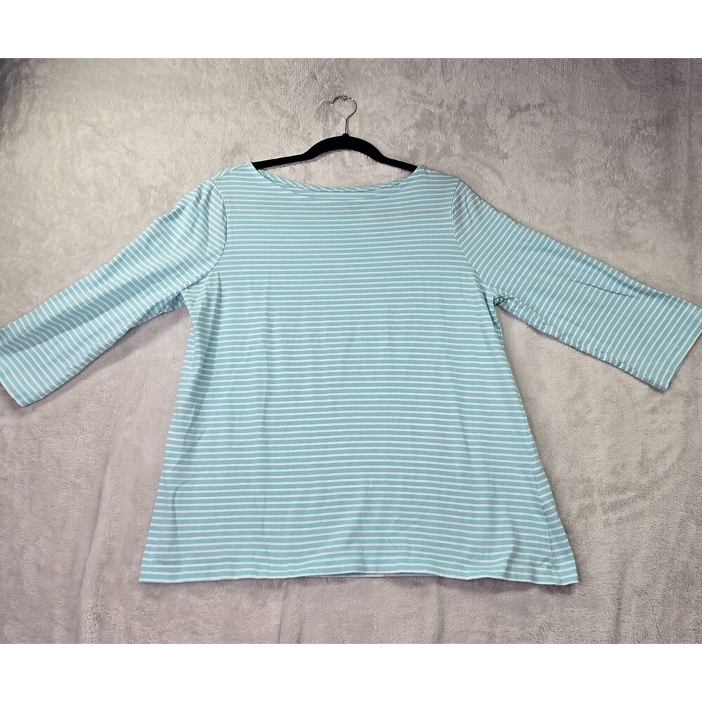 Appleseed's Women's Essential Large 100% Cotton Striped 3/4 Sleeve Shirt Top EUC
